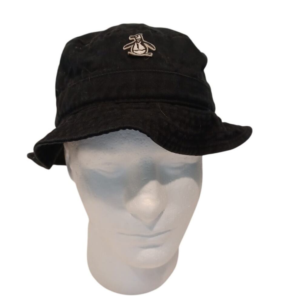 Original PENGUIN Black Brused Cotton twill Bucket Hat Kids